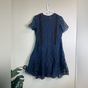 Adolfo Dominguez Elegant Blue Checkered Dress